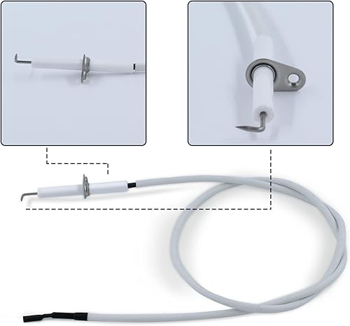Miniatura 2 de Paquete de 2 electrodos de encendido de cerámica con bujía de encendido de 27.559 in, piezas de repuesto de cable de encendido de botón