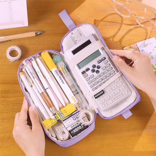 Image of MAMUNU Pencil Case Large Capacity, Pencil Case Aesthetic, Pencil Case Pen Pouch with Zipper Compartments Portable Handle, Pencil Pouch for School Office College Teen Girls Boys Adults Students