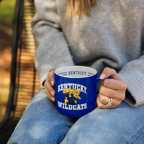 Image of Logo Brands NCAA Kentucky Wildcats 15 oz Stripe Coffee Mug - Vintage Team Logo, Inside Print & Stripes, Microwave & Dishwasher Safe- Great Gift For Fans & Alumni