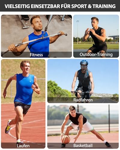 Runhit 3er Pack Compression Gym Tank Top Herren Sommer, Ärmellose Sportshirts für Fitness Laufen Training Schwarz, Weiß, Dunkelgrau L