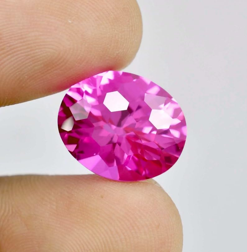 Saphir rose naturel ovale gemme taillée 16x14mm pour création pendentif - 5