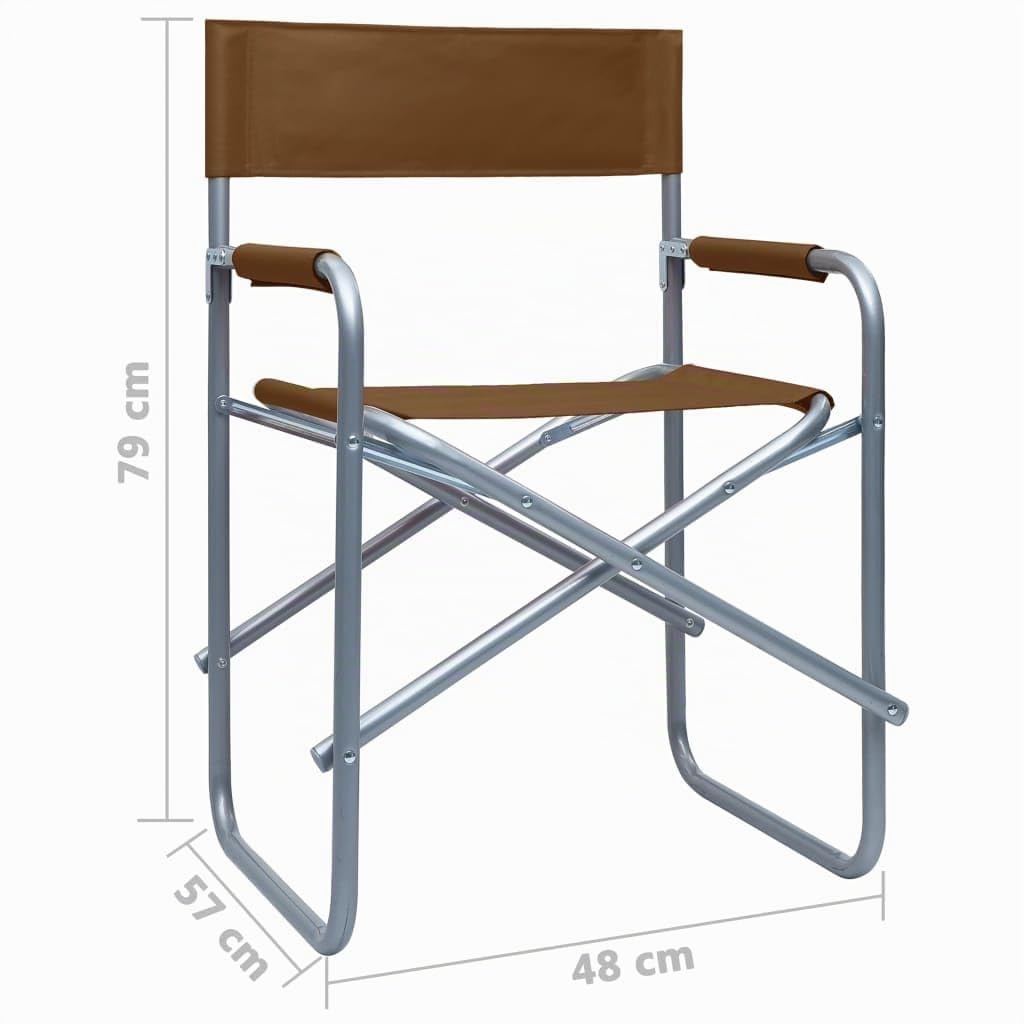 vidaXL 2X Chaises de Metteur en Scène Chaise Pliable Siège de Jardin Siège de Camping Plage Extérieur Terrain de Sport Acier Marron