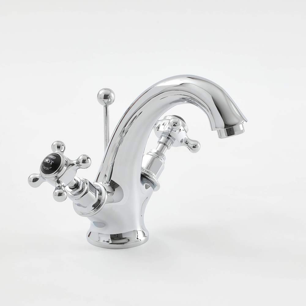 Milano Chrome & Black Elizabeth Mono Basin Mixer Tap Crosshead Handles - Chrome Black