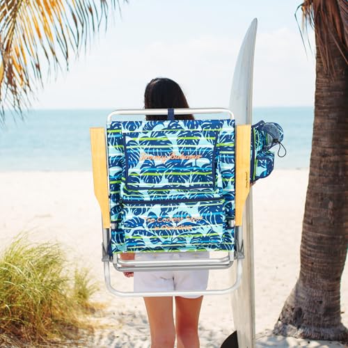 Image of Tommy Bahama 4-Position Extended seat Height Easy in-Easy Out Folding Backpack Beach Chair