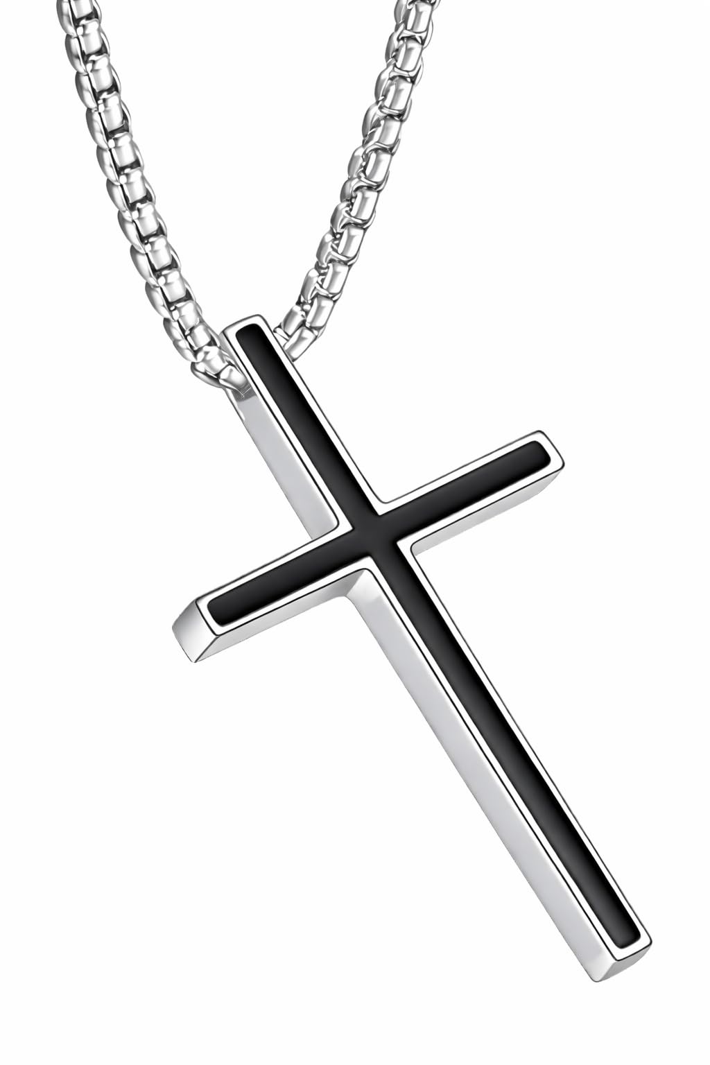 vien Stainless Steel Cross Silver Plain Retro Style Animal Punk Pendant Necklace Box Chain for Men and Womens-picture-28