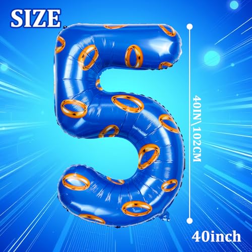 Image of Number 40 Inch Blue and Gold Ring Balloon Birthday Number Decoration Aluminum Film Balloon Suitable for Boys and Girls Blue Theme Party Cartoon Party Decoration Supplies (5)