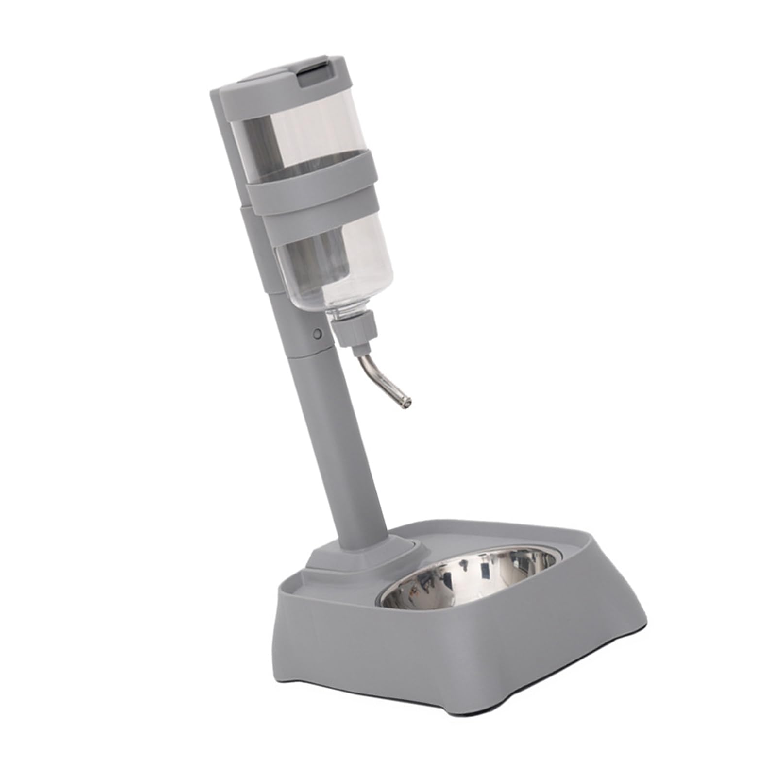 Montesy Portable Adjustable Pet Water Dispenser And Food Bowl For Small Animals With Large Capacity Gray