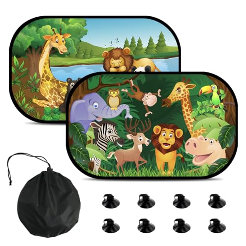 FINEVERNEK Tendine Parasole Auto Bambini,2 pezzi Tendine Parasole per Auto con Ventosa,Parabrezza Finestrino Laterale Protezione Solare 99% dai Raggi UV,Autoadesivo,50X30cm