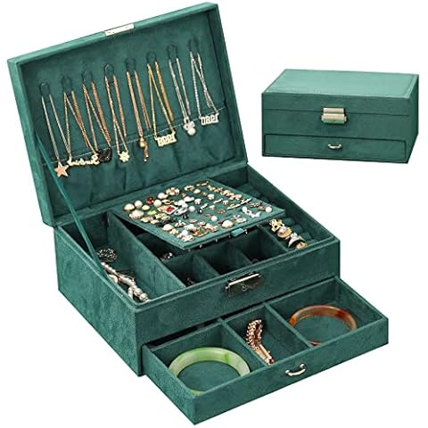 Owelth Caja Joyero de 2 Niveles con Cerradura Cover