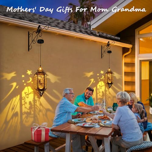 Go2garden 12.4" Solar Outdoor Lanterns Waterproof Garden Gifts Women, Moon Solar Outdoor Lights for Balcony,Backyard Porch Mothers Day Gifts for Mom, Grandma(2Pack, Red Copper) by Go2garden - Image 2