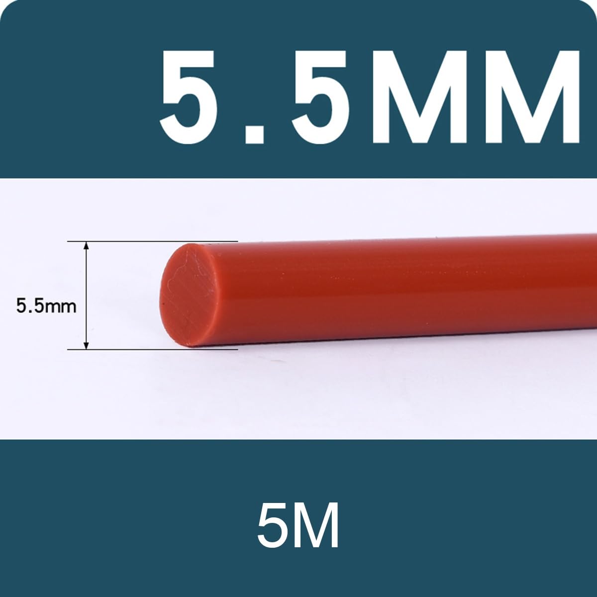 Striscia di guarnizione in schiuma di silicone, solida gomma siliconica, guarnizione ad anello rosso, diametro 1-30 mm, lunghezza 1-10 m (diametro 5,5 mm x 5 m)