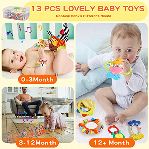 Baby Rattles 0-6 Months,Baby Toys 0-6 Months,Baby Rattle Toys,Teething And Wrist Socks Rattle, Infant Grab And Spin Shake Rattles, Newborn Toys For 0 1 2 3 4 5 6+ Month Babies Boy Girl Bebe #TOP1