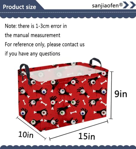 Image of Sanjiaofeng Rectangular Halloween Ghost Hand Storage Basket,Trick or Treat Basket for Kids,Halloween Candy Storage Baskets with Handles(Ghost Hand)