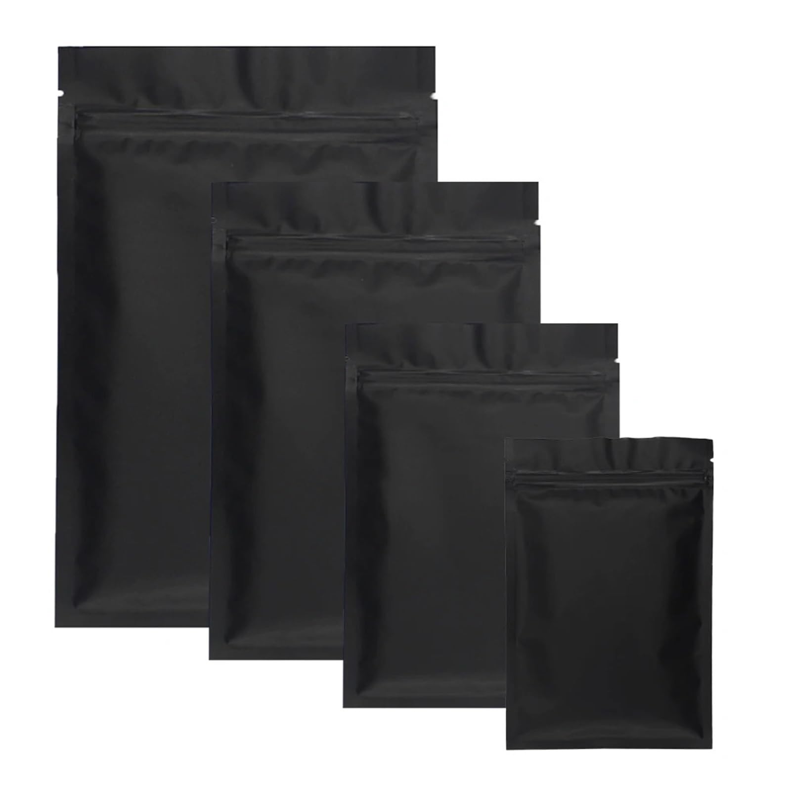 Resealable bag 50pcs Matte Black White Heat Sealable Plastic Flat Mouth Ziplock Packaging Bag Aluminum Foil Mylar Bags(Black 7x10cm,50pcs)