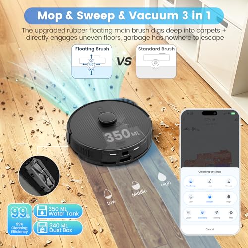 Image of T20+ Robot Vacuum and Mop Combo Self‑Emptying with 6000Pa Suction, LiDAR Navigation, Home Mapping, 75‑Day Capacity, 180 Mins Runtime, APP&Voice&Remote, Robot Vacuum Cleaner for Hair, Floors, Carpets