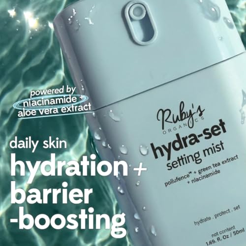 Image of Ruby's Organics Hydra-Set Setting Mist- 50 ml, Makeup Setting Spray with Niacinamide & Aloe Vera, Hydrating Long Lasting Fixer, Barrier Protection- Refreshing Face Mist for All Skin Types