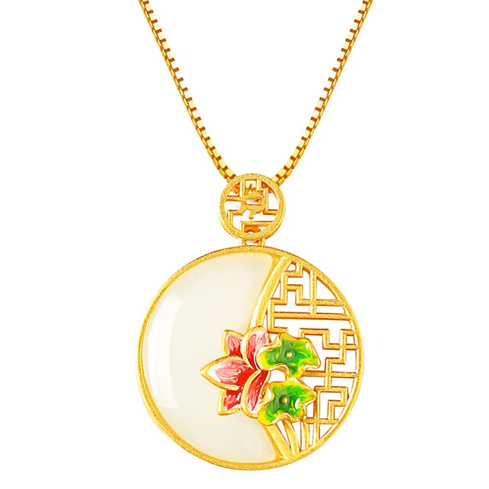 Collier calcédoine naturelle pendentif rétro chinois pour sublimer un décolleté avec élégance