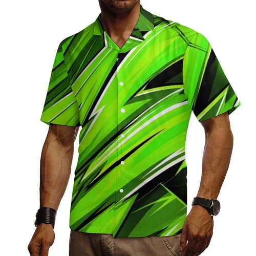Mens Lime Green Lightning Edge Shirt Trendy Short Sleeve Shirts