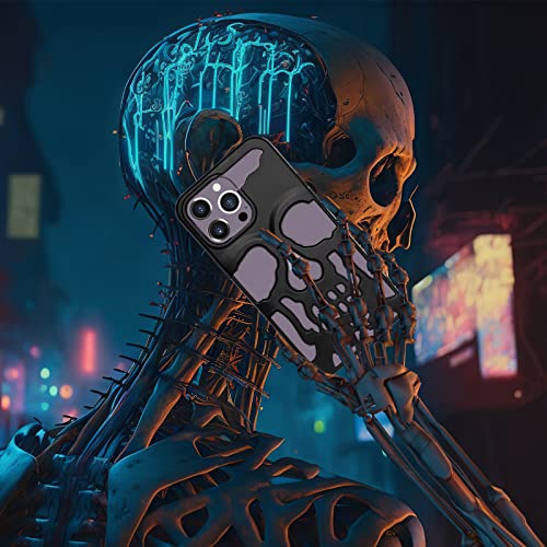 Lotadilo For Iphone 14 Pro Max Phone Case For Men, Women Cool Skull Skeleton Funny Gothic Hollow Halloween Cases For Boy Girls, Hollowed Designer Matte Shockproof Cover For Iphone 14 Promax Black #TOP5