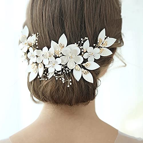 Flor de novia crown clip para peinados de boda en exteriores y banquetes 3