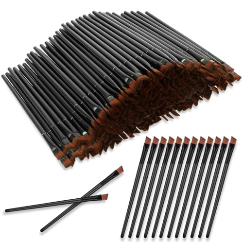 300 PCS Disposable Angled Brow Brushes for Eyebrows Bulk Eyebrow Tint Brush Flat Tapered Tinting...