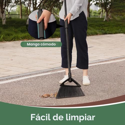 Miniatura 6 de Eyliden Escoba Resistente, Escoba Angular Comercial Con Mango Largo, Superficie Rugosa Para Exteriores, Para Garajes, Patios, Aceras, Cubiertas, Barrer En Interiores, Cocina, Oficina,