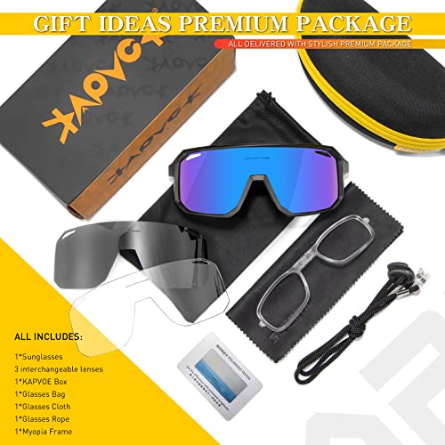 KAPVOE Polarized Cycling Glasses with 3 Interchangeable Lenses TR90 Sports Sunglasses Women Men - image 6