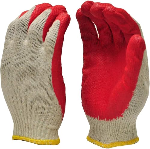 Generic 300 Pairs Red Palm Latex Dipped Work Gloves - Cotton Polyester Shell Safety Protection Gloves - Nitrile Coated - Made in Korea