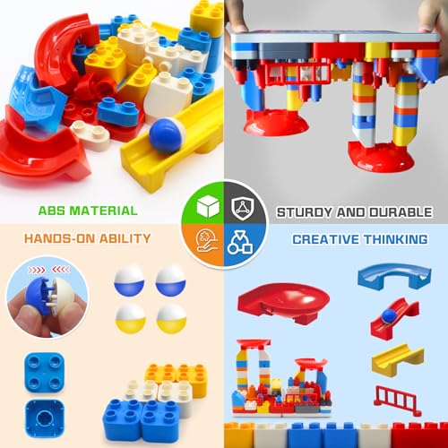 Mostop Marble Run Building Blocks, 292 PCS Classic Big Blocks Educational STEM for Toddler Boys Girls, Marble Maze Race Track Montessori Learning STEM Toys for Toddler Kids Age 3,4,5,6,7,8+ - Thumbnail 3