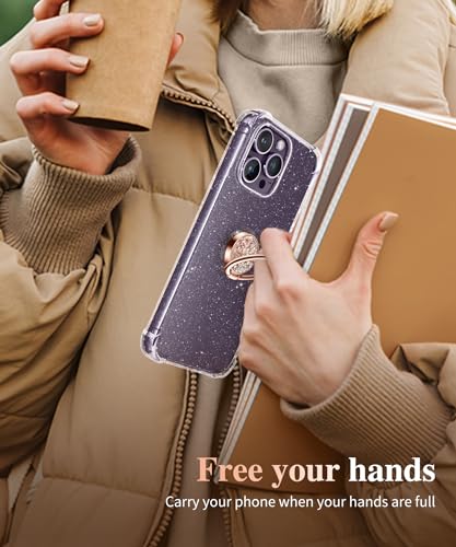 GVIEWIN Suporte de anel de celular com glitter, suporte de metal para suporte magnético de carro com