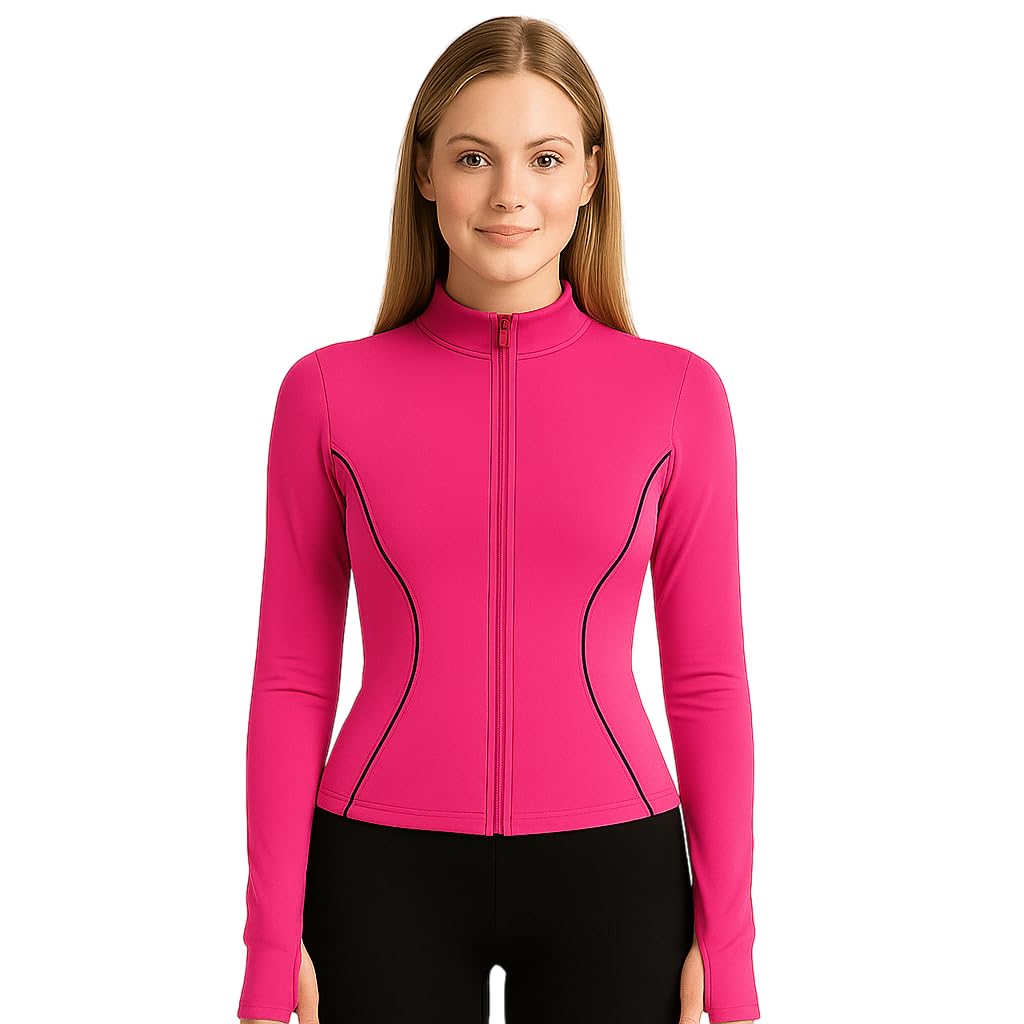 HRX Women's Sports Full-Zip Jacket with Thumbhole Sleeves, Activewear for Gym, Yoga, Sports, Running, Workout in neutral