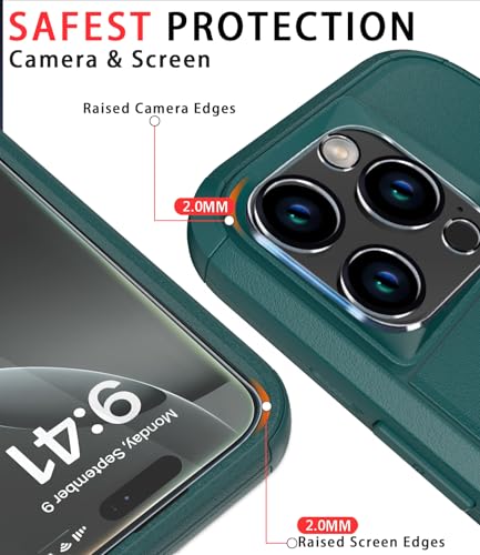 Image of Diverbox for iPhone 16 Pro Case [Shockproof] [Dropproof] [Tempered Glass Screen Protector + Camera Protectors] Heavy Duty Protection Phone Case Cover for Apple iPhone 16 Pro (Dark Green)