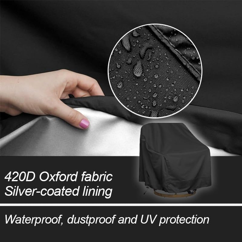 Swivel Lounge Chair Cover, 420D Tear-Resistant Outdoor Rocking Chair , Waterproof Patio Furniture Cover for Swivel Patio Lounge Chair, 2 Pack, 39"Lx37"Wx38"H
