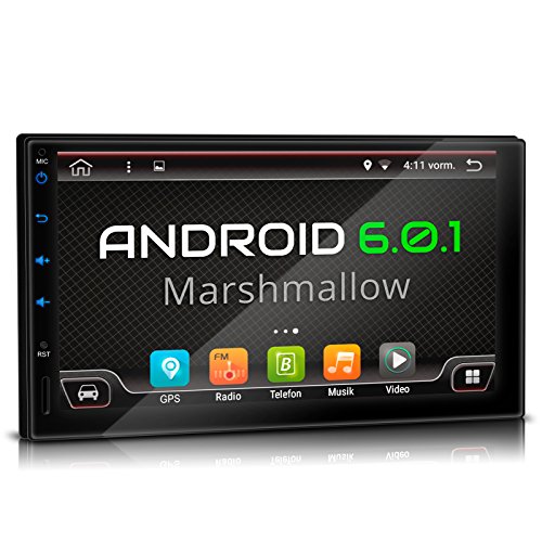 XOMAX XM-2VA701 Autoradio mit Android 6.0.1 GPS Navigation USB Micro SD Bluetooth Freisprechfunktion & Musikwiedergabe + 7"/18cm Touchscreen Bildschirm + unterstützt WiFi DAB+ OBD2 + 2DIN