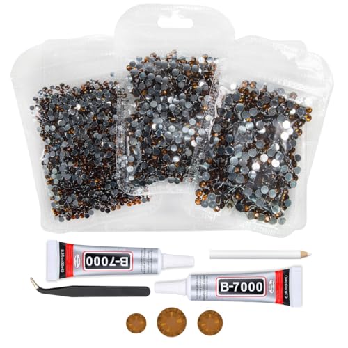 qiipii Dark Brown Crystal Resin Rhinestones w B7000 Jewelry Glue for Bedazzling Crafting Chocolate Flatback Stones 3mm 4mm 5mm Diamonds Crystals Gems for Nails Face Eyes Makeup Tumblers Bottles Crafts