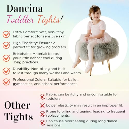 Dancina Ballet Tights for Toddler Girls – Tights for Dance Class, Recitals & Everyday Wear – Soft, Stretchy, Durable4