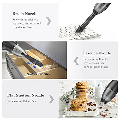 HONKYOB Keyboard Cleaner Mini Vacuum for Desk, Handheld Cordless Computer Vacuum Rechargeable for Cleaning Hairs, Crumbs for Desktop, Piano, Car Interior & Sewing Machine Clean,with LED Light - Image 4