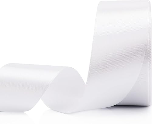 Clmentp Lazos de cinta blanca de 1-12 pulgadas para envolver regalos, decoración de boda, manualidades, Pascua, flores, cabello, decoraciones de