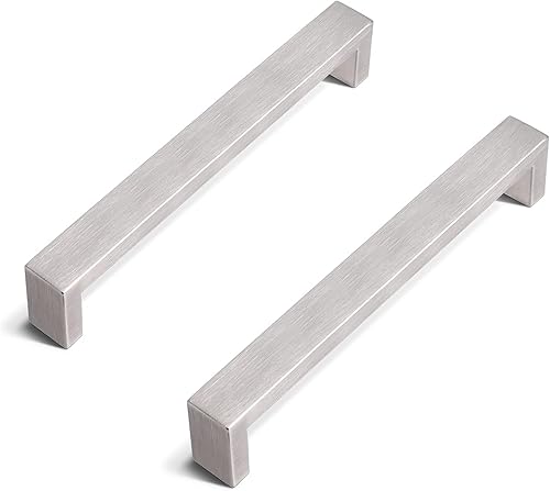 Knobonly Paquete de 12 manijas de gabinete con acabado de níquel satinado, 7-12 pulgadas de orificio central cuadrado moderno para cajones, herrajes