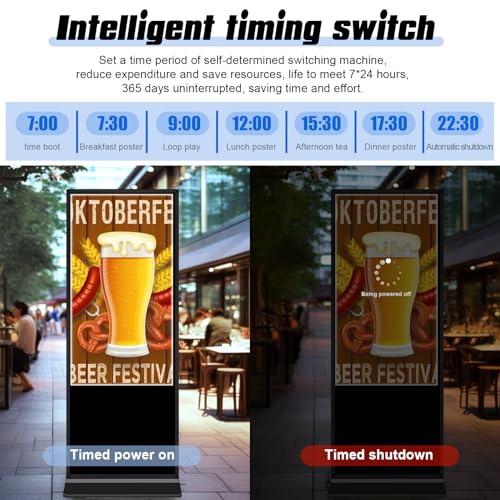 55-Inch Indoor Digital Signage Player, 4K Interactive Touchscreen Digital Kiosk Display with Android OS, Indoor Monitor WiFi HDMI/USB Input Auto Advertise Player, Floor Standing LCD Digital Signage - Thumbnail 2