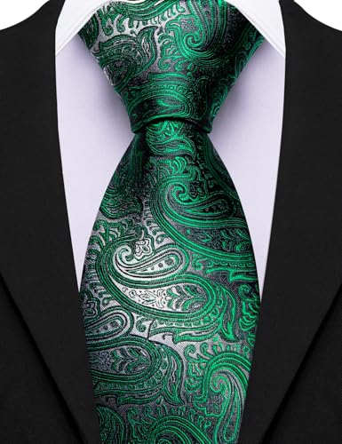 Image of Barry.Wang Mens 6 PCS Ties Silk Striped Paisley Check Floral Necktie Silky Woven Wedding Business Party Ties 3.34 inch