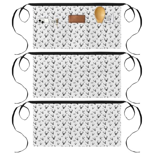 Tablier court de chef multicolore avec 3 poches fonctionnelles pour le service