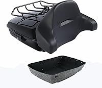 Vista 18 de Respaldo y estante de montaje con cajuela de viaje negra modificada para Harley 2014-2025 Touring Road King Street Electra Glide Ultra-Classic