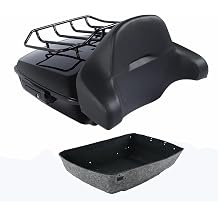 Vivid Black 10.7'' Chopped Tour Luggage Trunk Backrest w/Luggage Rack Fit For 2014-2025 Harley Touring Road King Electra Glide