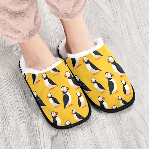Puffins Black Cartoon Slippers For Women Men Soft Memory Foam Non-Slip Animal Winter Indoor House Shoes Travel Slipper4