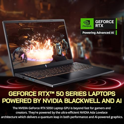 Nitro V 15,6" FHD IPS 165Hz Gaming Laptop, Intel Core i5-13420H, NVIDIA GeForce RTX 5050 8GB GDDR7, 32GB RAM, 1TB SSD, Tastiera retroilluminata, Wi-Fi 6, Win 11 Pro, Nero, set di docking station - Notebook - Immagine 5