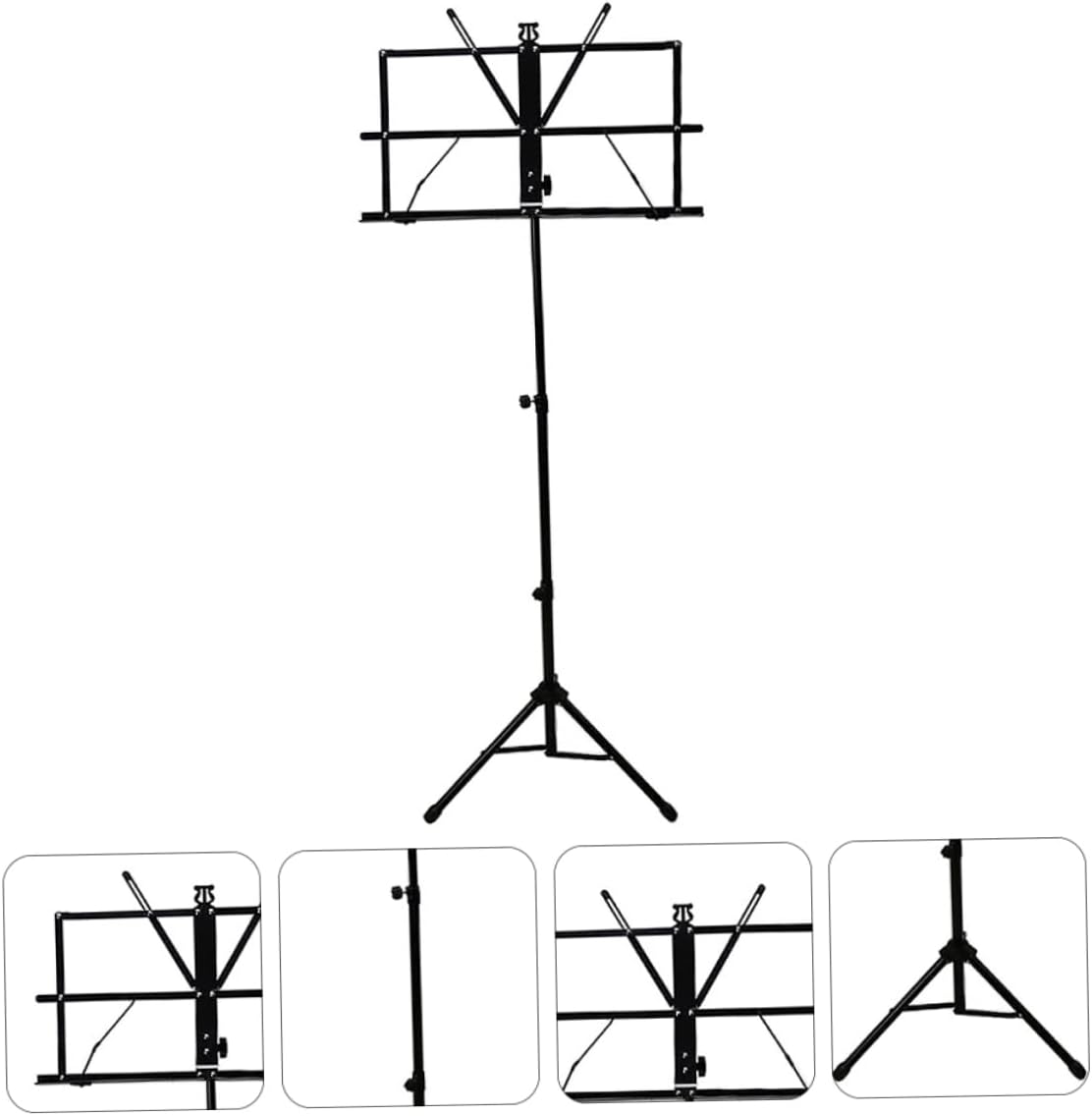 Folding Sheet Music Stand Portable Desktop Book Holder Music Rest Clip Thickened Plastic Construction for Stability