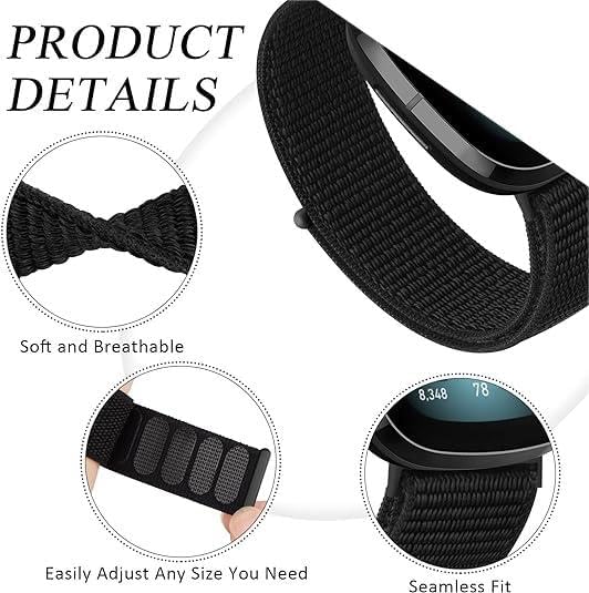 Correa para Smartwatch Amzhero 22 mm Nylon Negra Ajustable miniatura 2