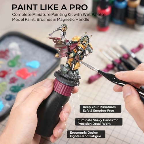 Image of Nicpro All-in-One Miniature Painting Kit, Including 36 Colors Model Paint, Wet Palette, 16PCS Detail Paint Brushes Drybrush with Bag, Magnetic Painting Handle, Sponges, Pallet Paper, Brush Holder
