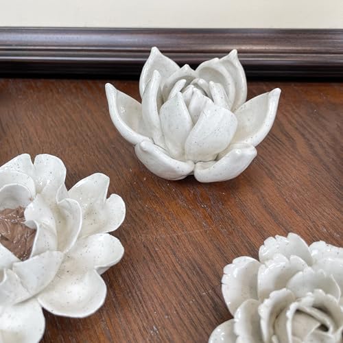 Image of Ceramic Flower Wall Art Decor, Artificial Flower Wall Sculpture,Handmade Ceramic Flowers for Home,Hallway,Living Room, Kitchen,Bathroom (Spotted Color,Succulent Plants, 3.54 inch)